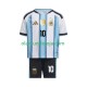 Camisola Argentina Lionel Messi 10 Criança Equipamento Primeiro Copa do Mundo 2026 Manga Curta